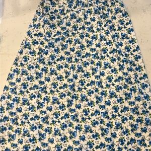 Floral Blue and White High Waist Long Skirt